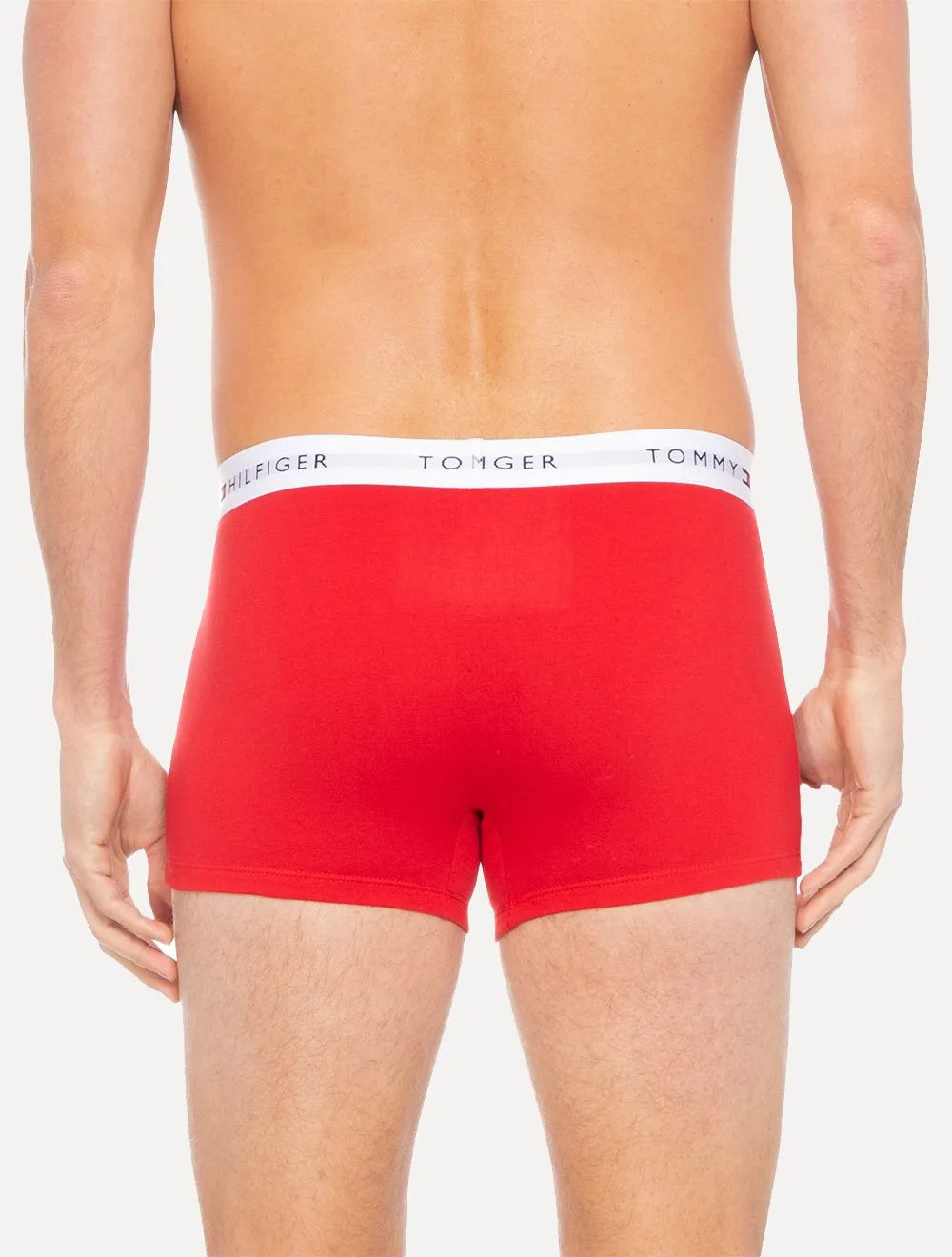 Kit Cuecas Tommy Hilfiger Cotton Stretch Trunk Repeat Vermelha/Marinho/Cinza 3UN