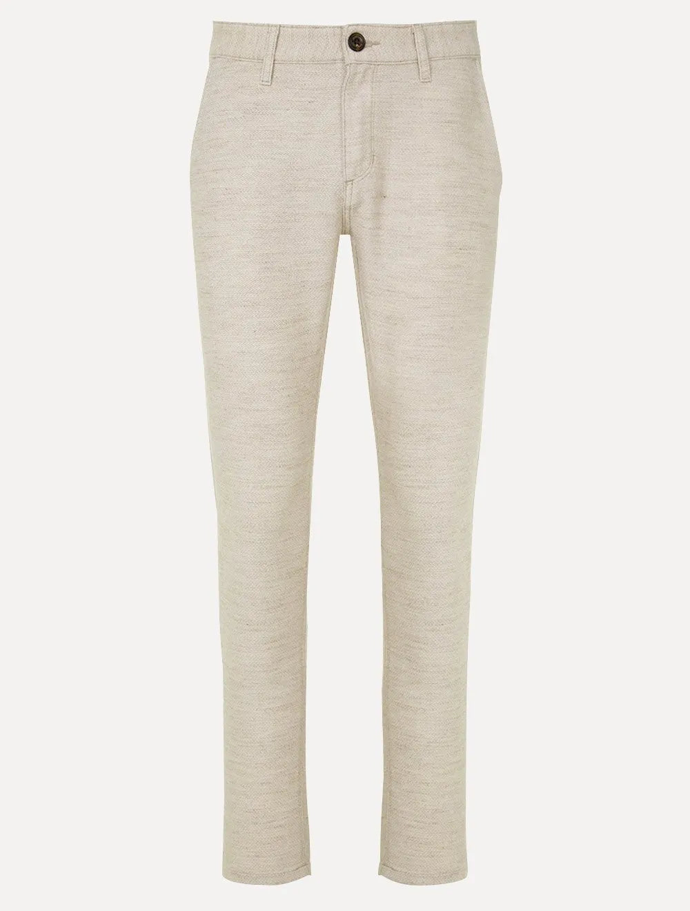 Calça Dudalina Masculina Sarja Slim Chino Cáqui Claro Mescla