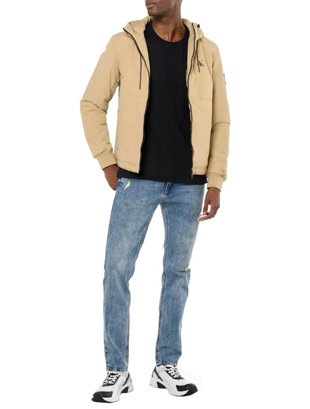 Jaqueta Calvin Klein Jeans Masculina Reciclada Chest Logo Cáqui Claro