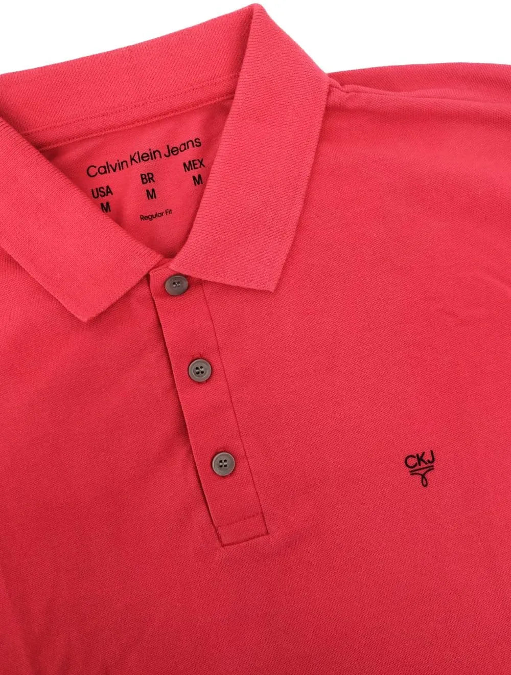 Polo Calvin Klein Masculina Omega Logo Rosa Cerise