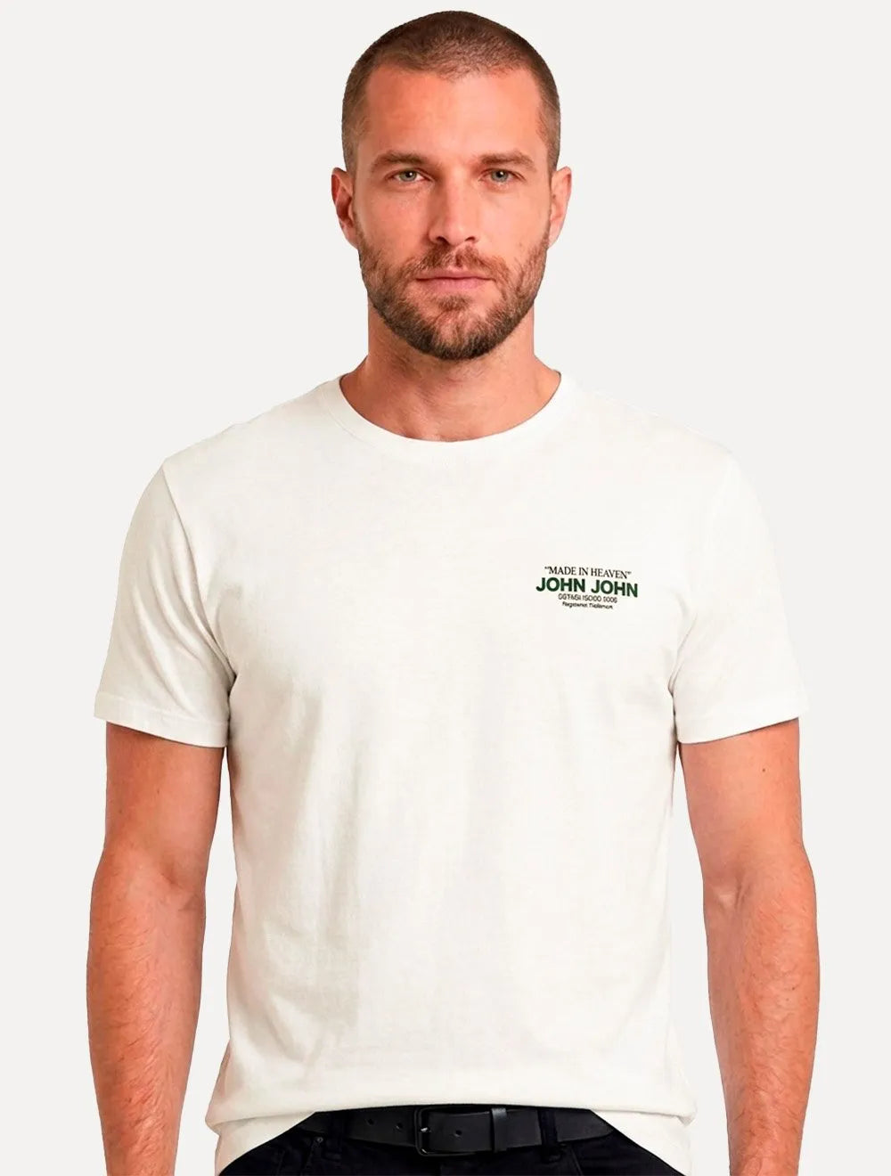 Camiseta John John Masculina Slim Fit Statement Off White