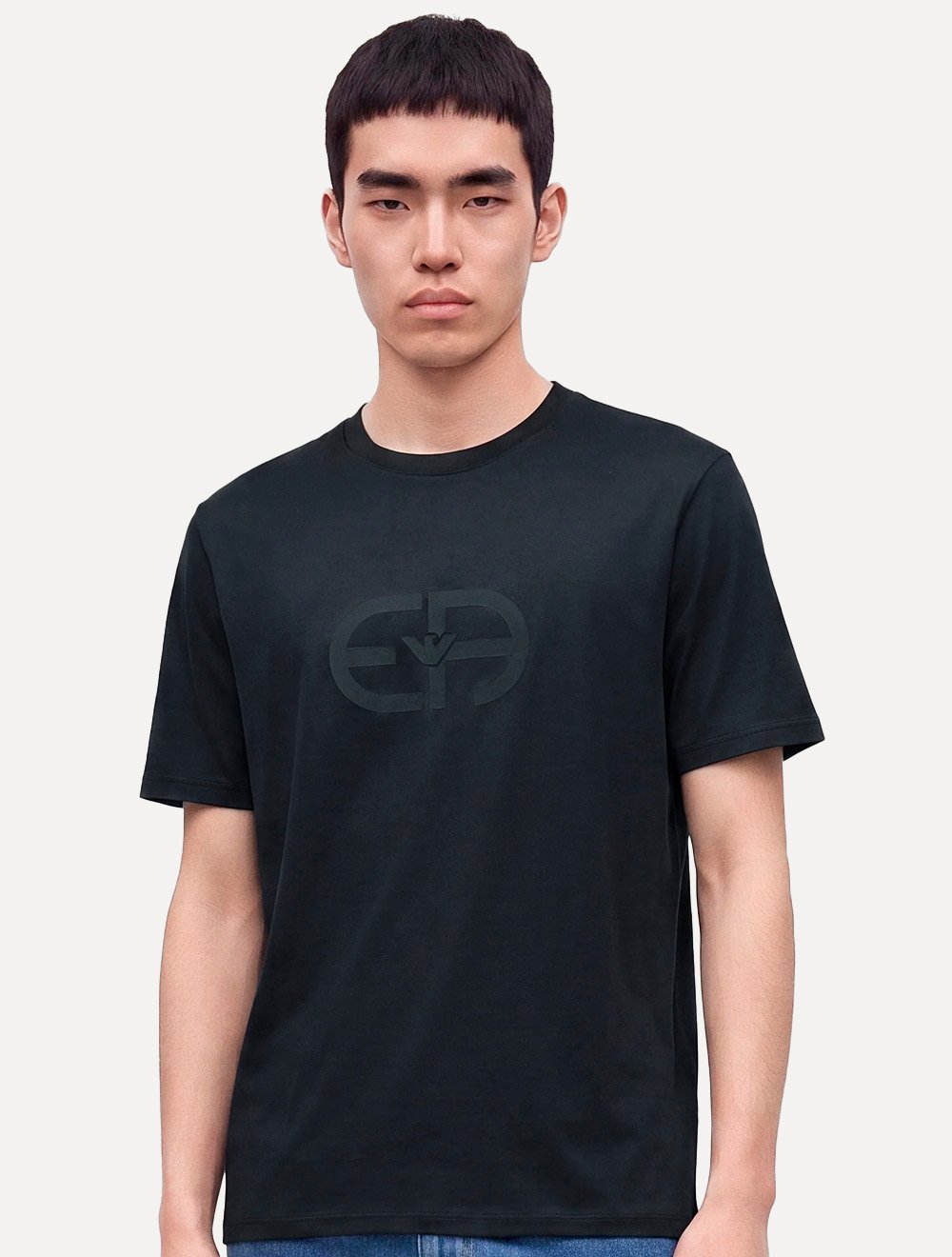 Camiseta Emporio Armani Masculina Lyocell EA Print Logo Azul Marinho