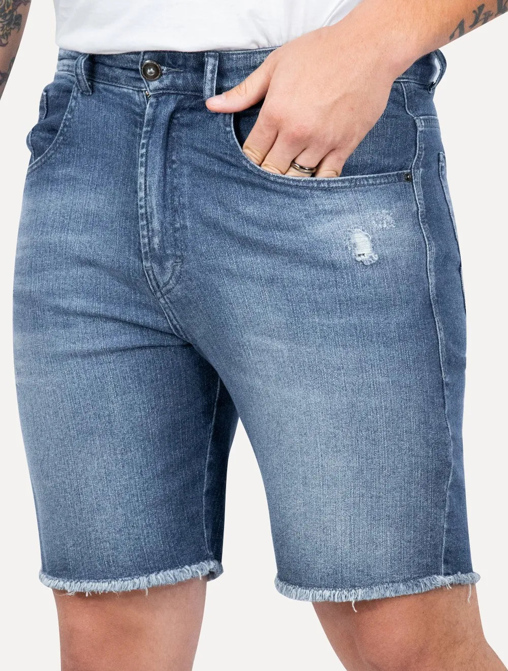 Bermuda Ellus Jeans Masculina Denim Elastic II Classic Azul Médio