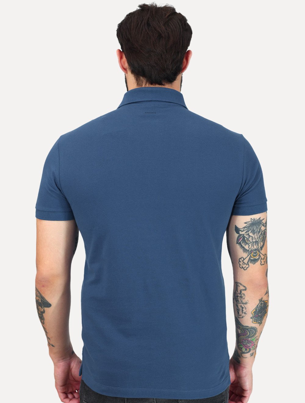 Polo Aramis Masculina Piquet Inner Detail Light Logo Azul Indigo