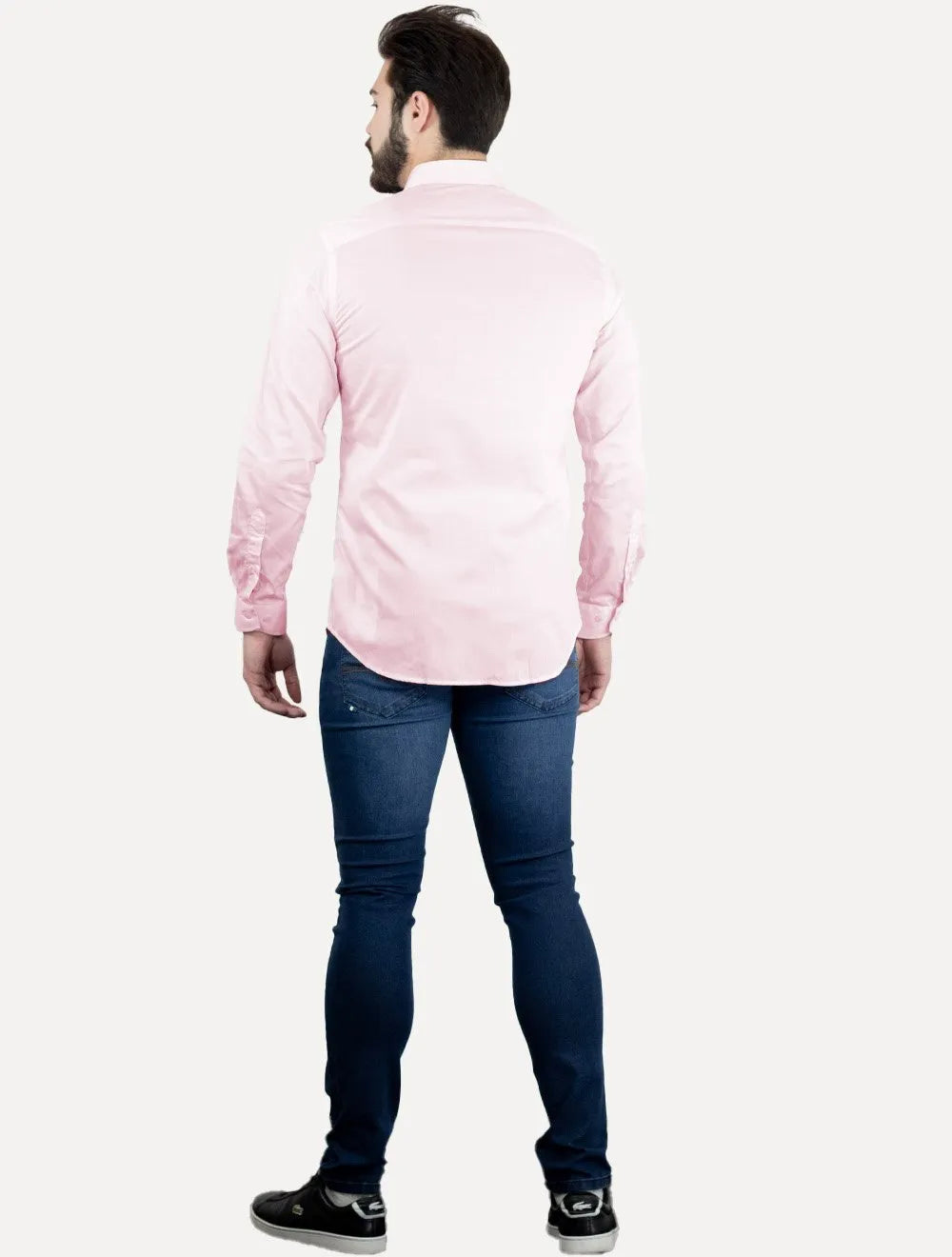 Camisa Dudalina Masculina Milano Tricoline Lisa Stretch Rosa Claro
