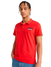 Polo Tommy Jeans Masculina Malha Regular Washed Jersey Vermelho Escarlate