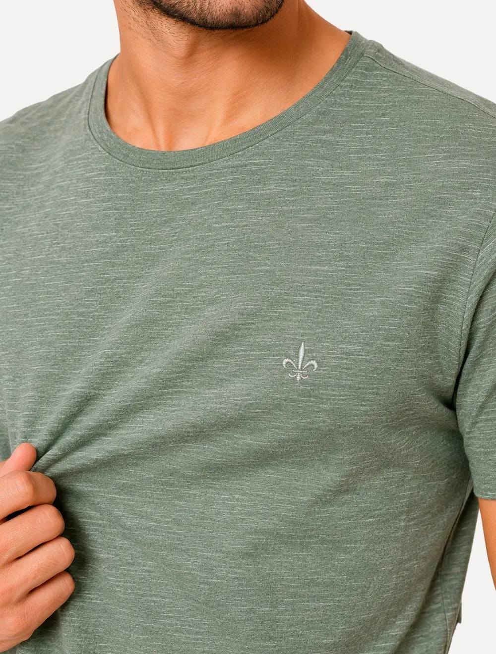 Camiseta Dudalina Masculina Essentials Modal Logo Verde Medio