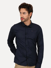 Camisa Tommy Jeans Masculina Slim Original Stretch Azul Marinho