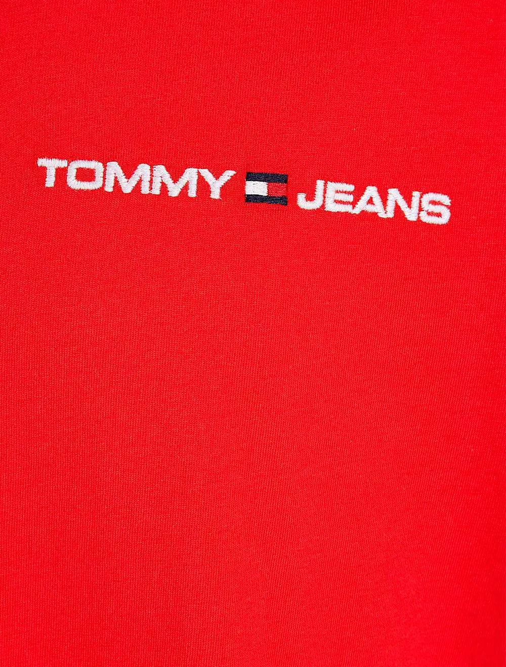 Camiseta Tommy Jeans Masculina Classic Linear Embroidered Chest Vermelha