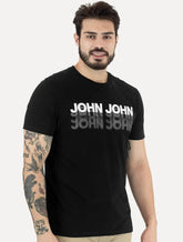 Camiseta John John Masculina Regular Logo Shadow Repeat Preta
