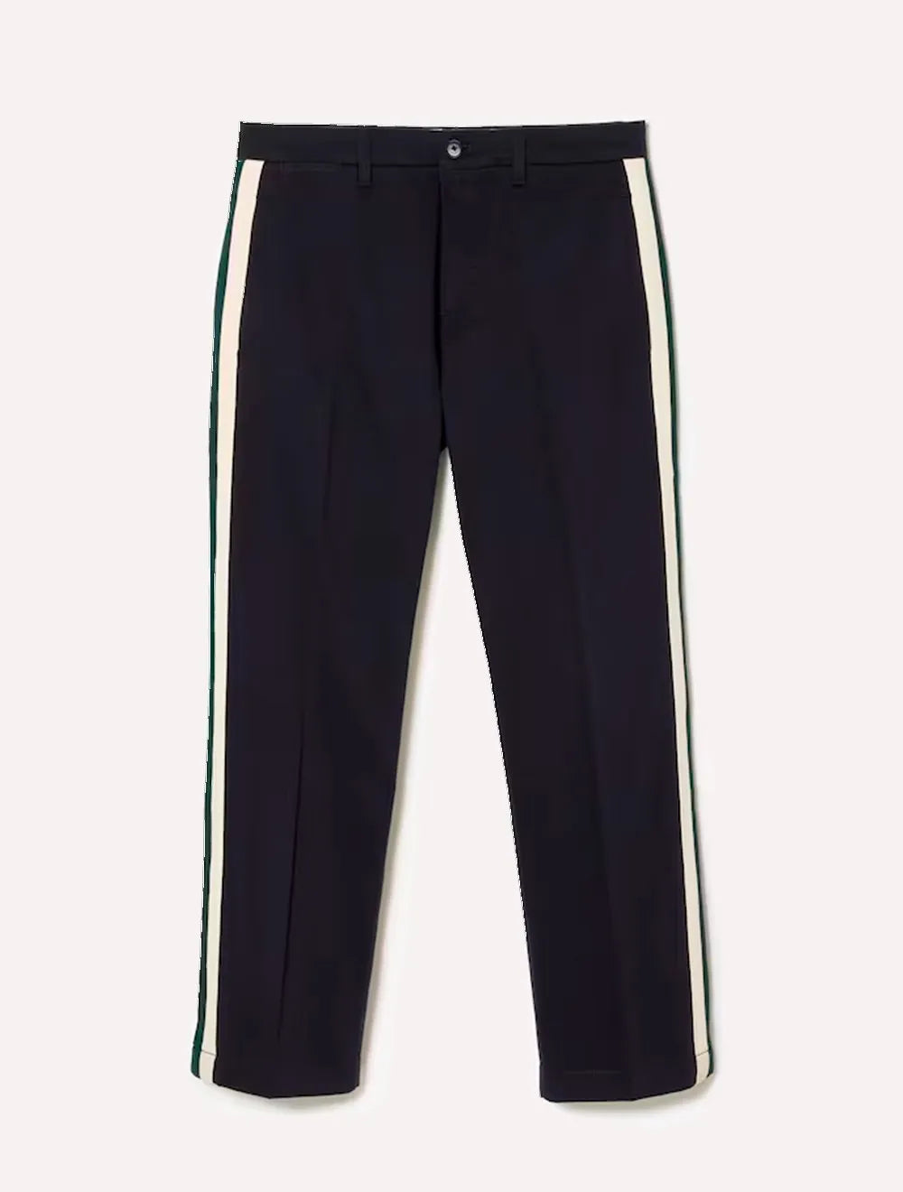 Calça Lacoste Masculina Sarja Chino Straight Fit Contrast Stripe Azul Marinho