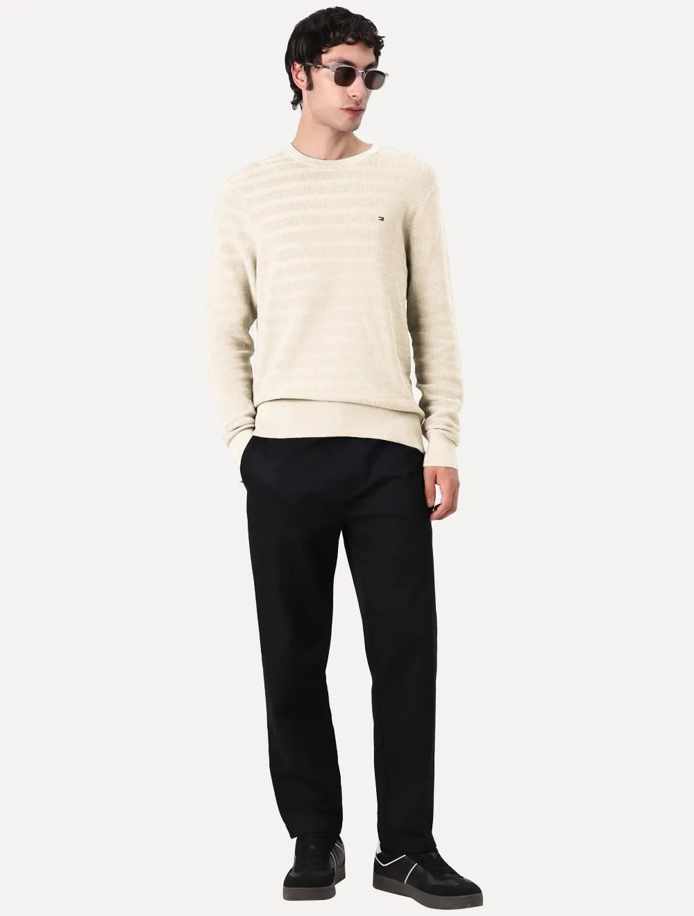 Suéter Tommy Jeans Masculino C-Neck Stripe Structured Off-White