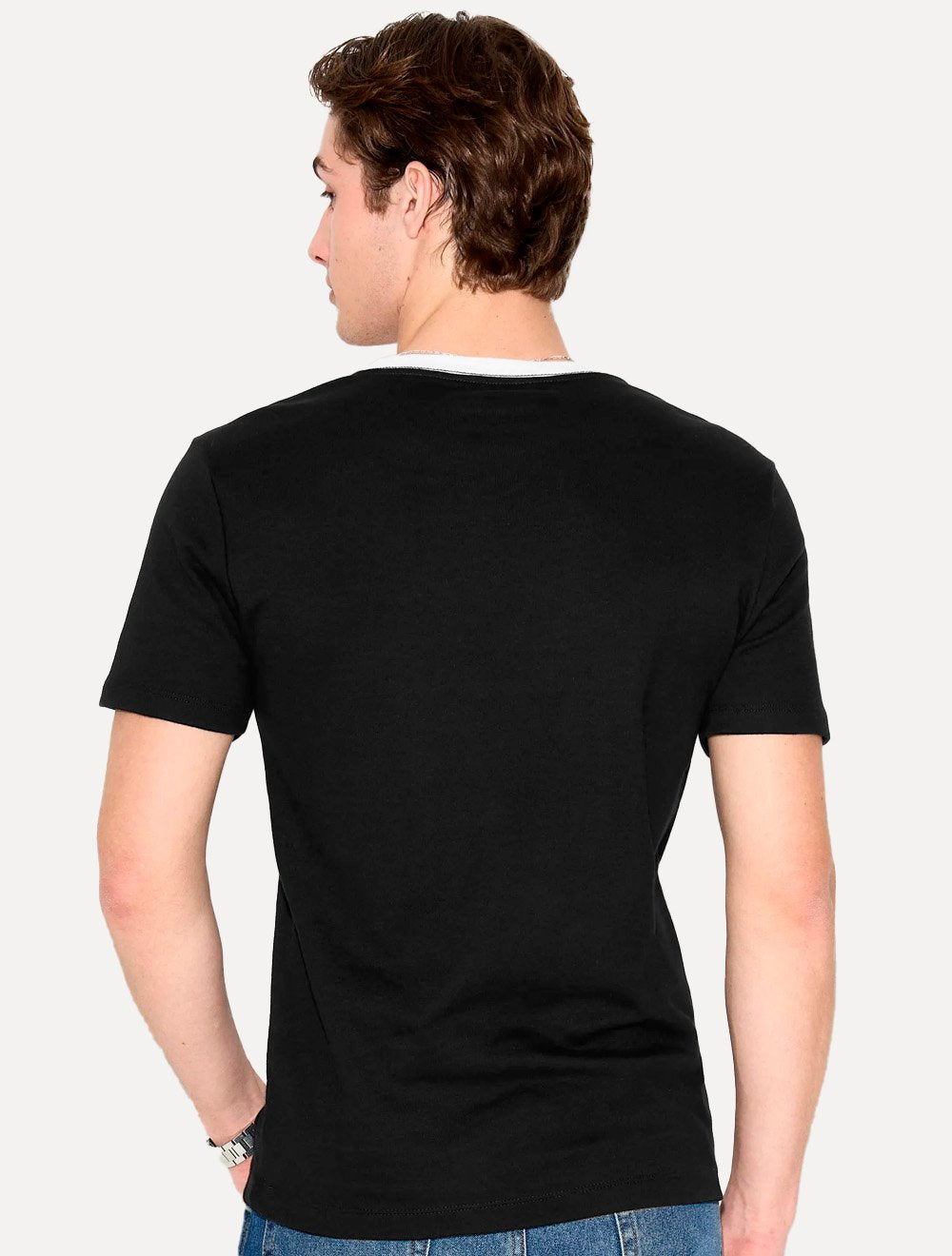 Camiseta John John Masculina Slim Fit Suedine Contrast Preto