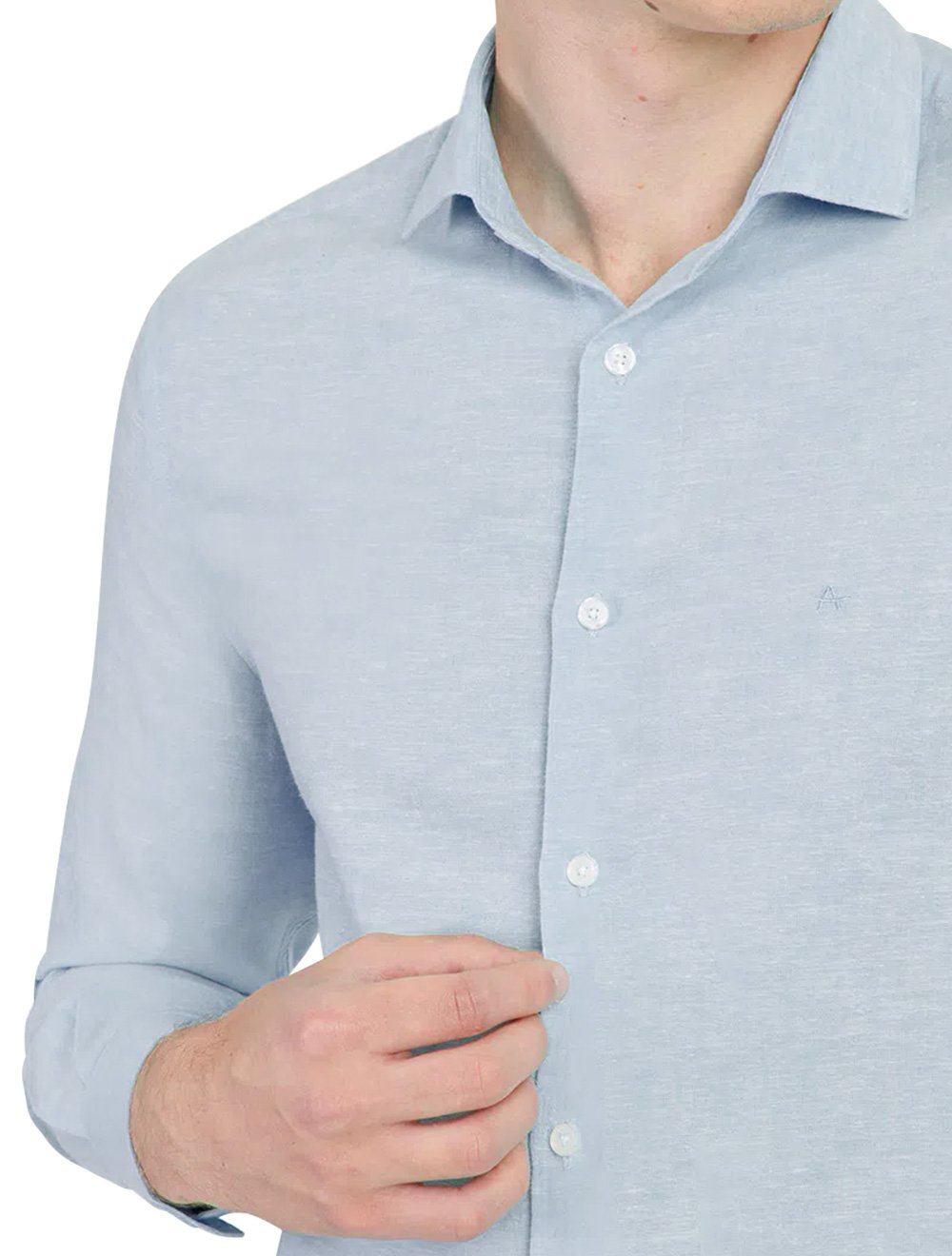 Camisa Aramis Masculina Regular Linho Algodão Azul Claro
