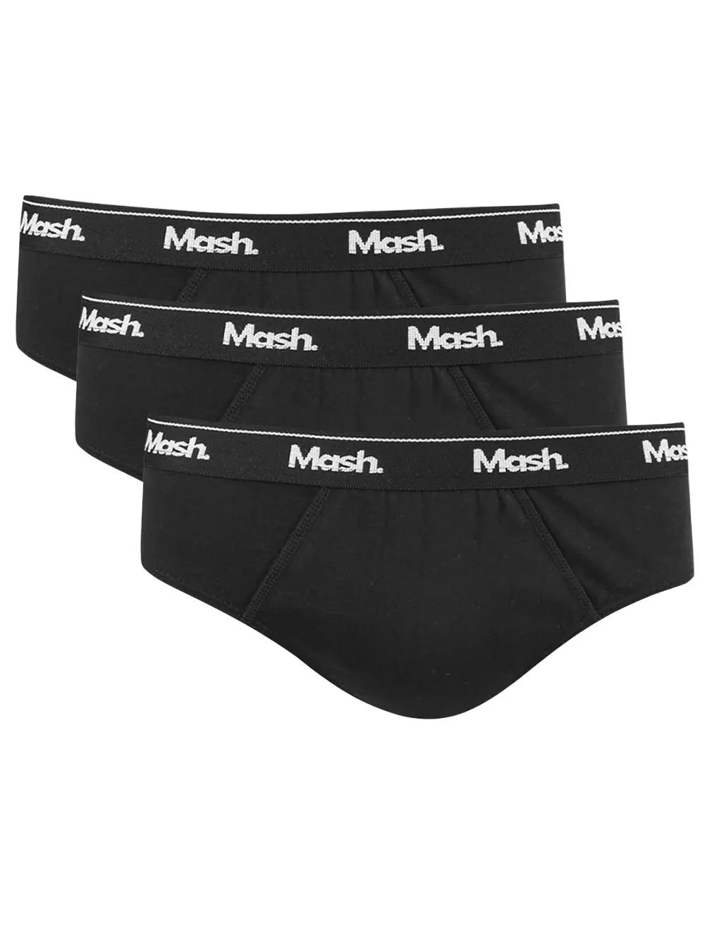 Cueca Mash Slip Cotton Basic Preta Pack 3UN