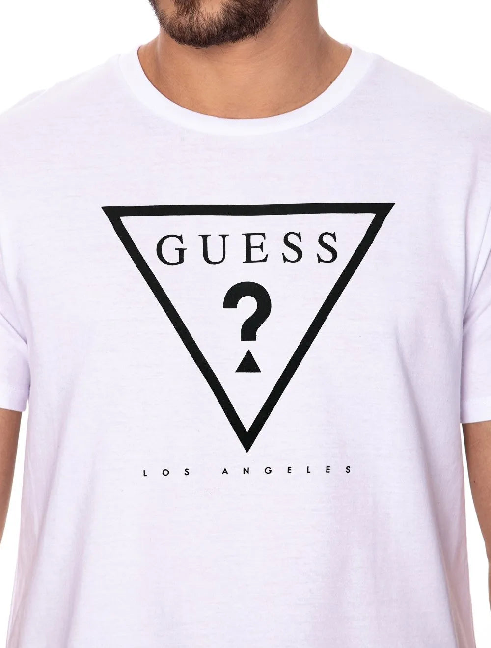 Camiseta Guess Masculina Class Light Hollow Logo Branca