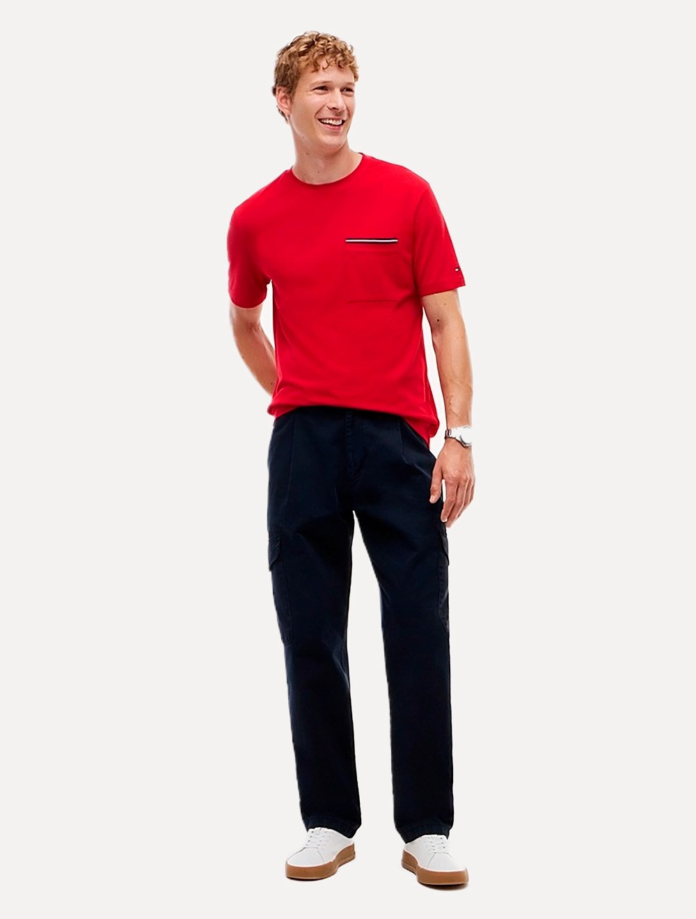 Camiseta Tommy Hilfiger Masculina Regular Piquet Pocket Vermelha