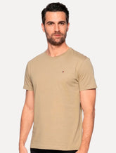Camiseta Tommy Hilfiger Masculina Slim Fit Essential Stretch Cáqui