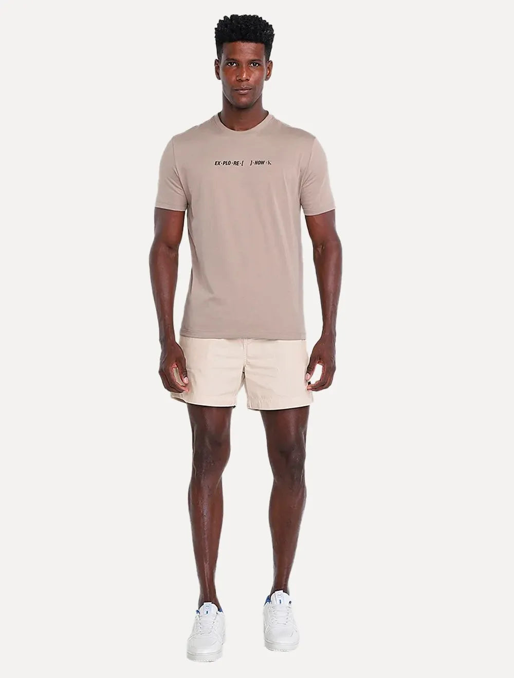 Short Calvin Klein Jeans Masculino Color Cós Elástico Areia