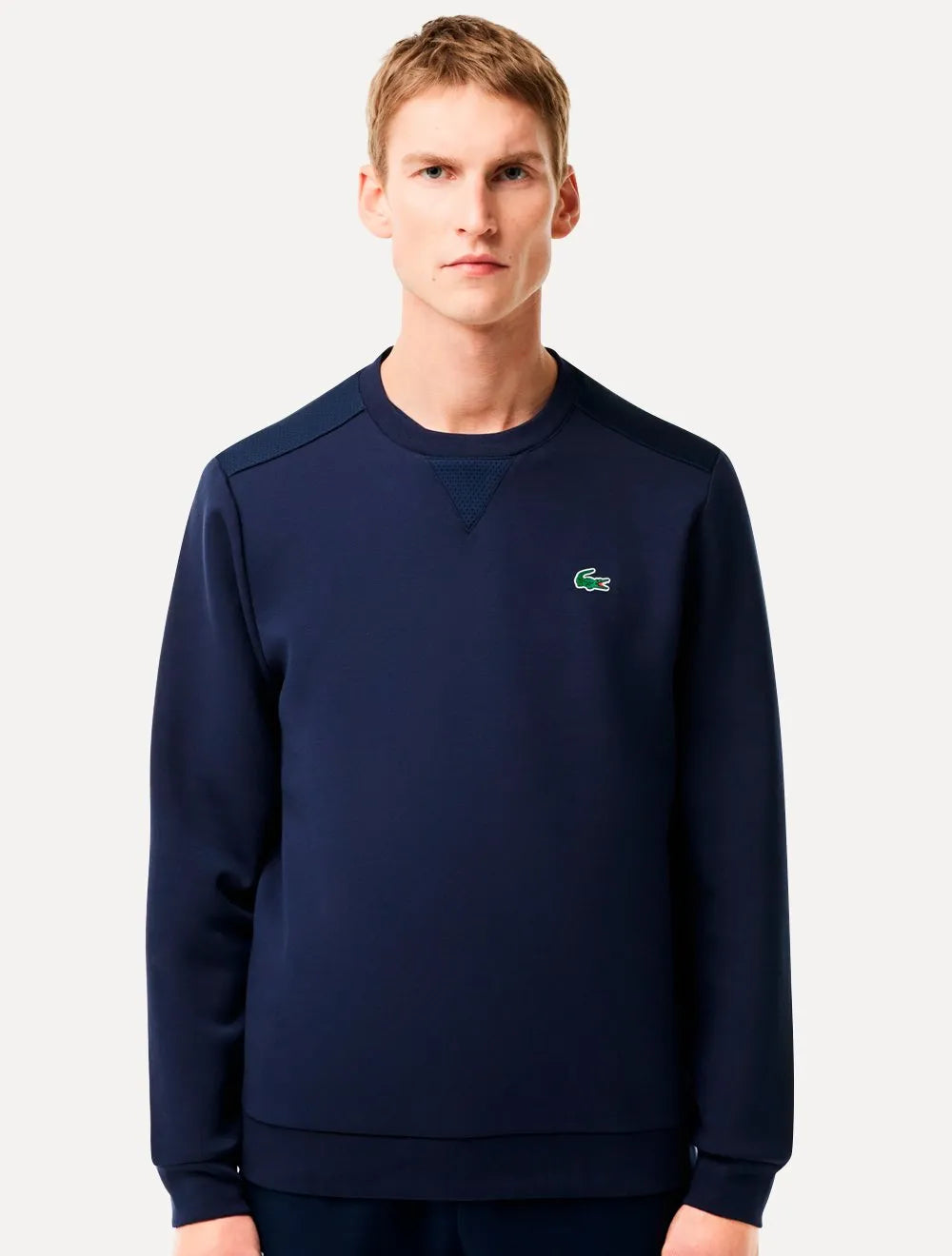 Moletom Lacoste Masculino Crewneck Sport Mesh Panels Azul Marinho