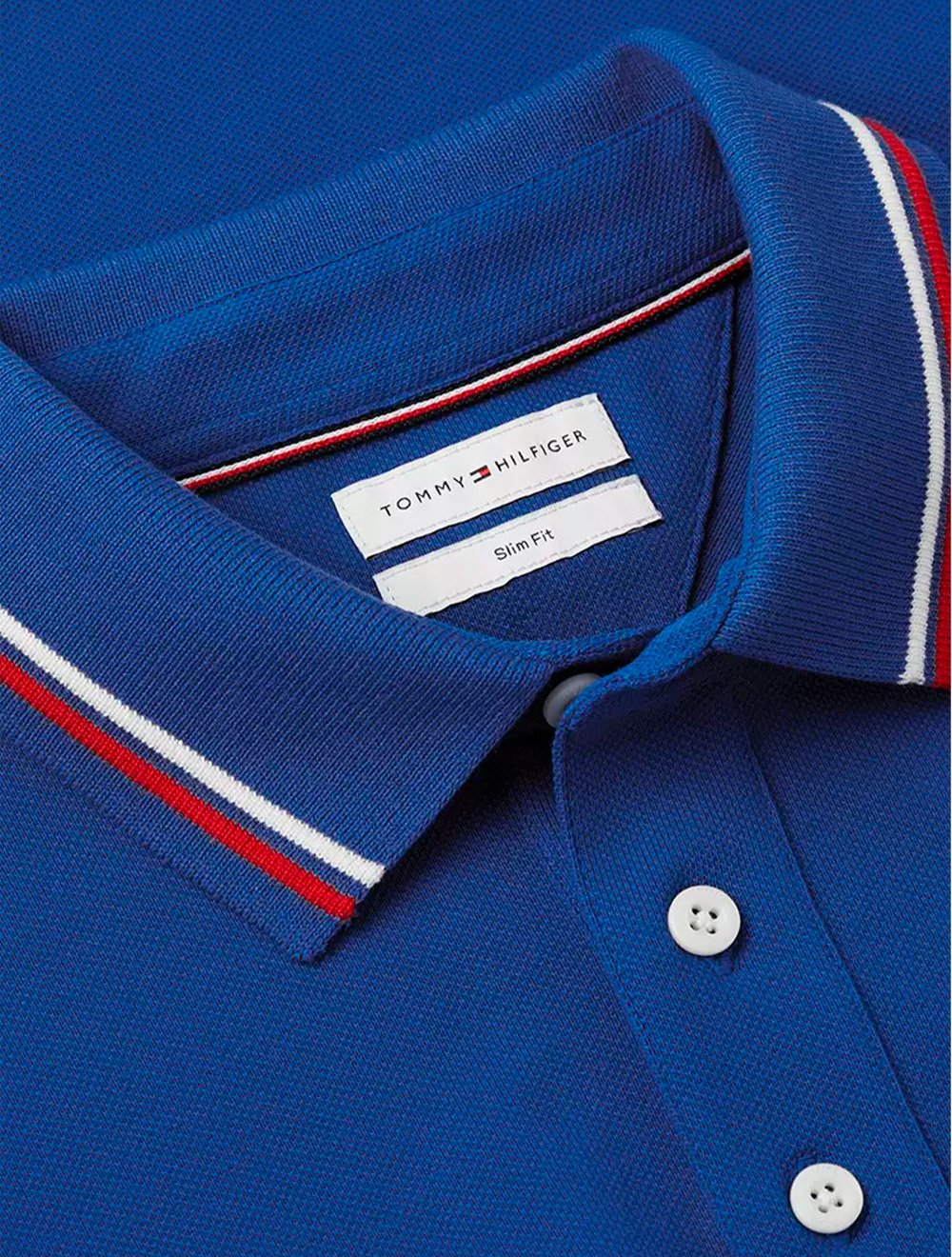 Camisa Polo Tommy Hilfiger Masculina Slim Malha Liquid Cotton Tipped Ancient Azul