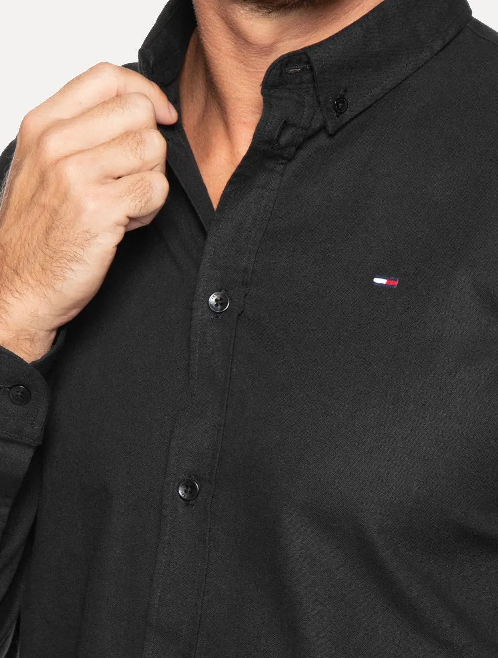 Camisa Tommy Hilfiger Masculina Oxford Regular Preta
