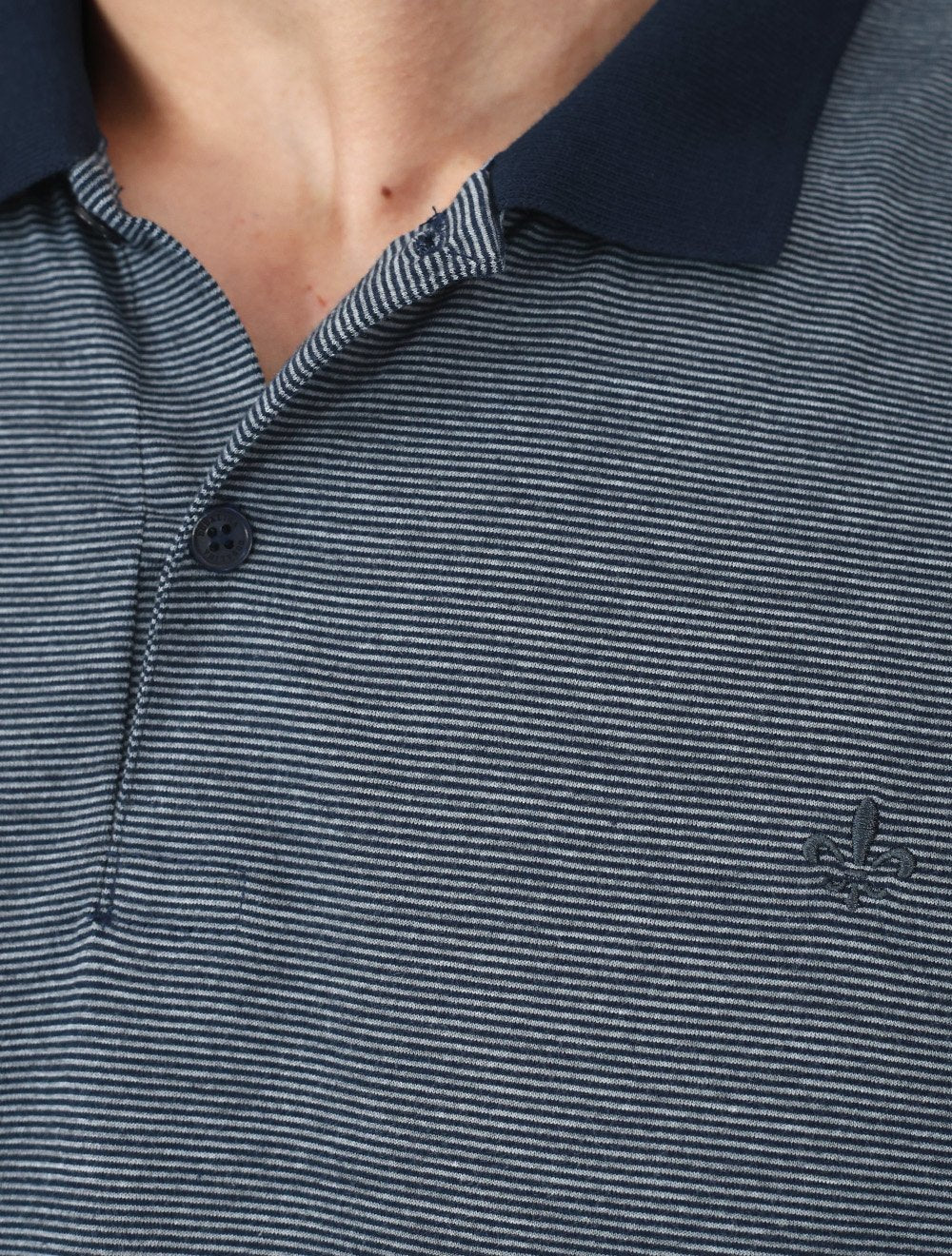 Polo Dudalina Masculina Essential Regular Listrada Azul Marinho
