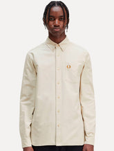 Camisa Fred Perry Masculina Oxford Pocket Black Logo Cáqui Claro