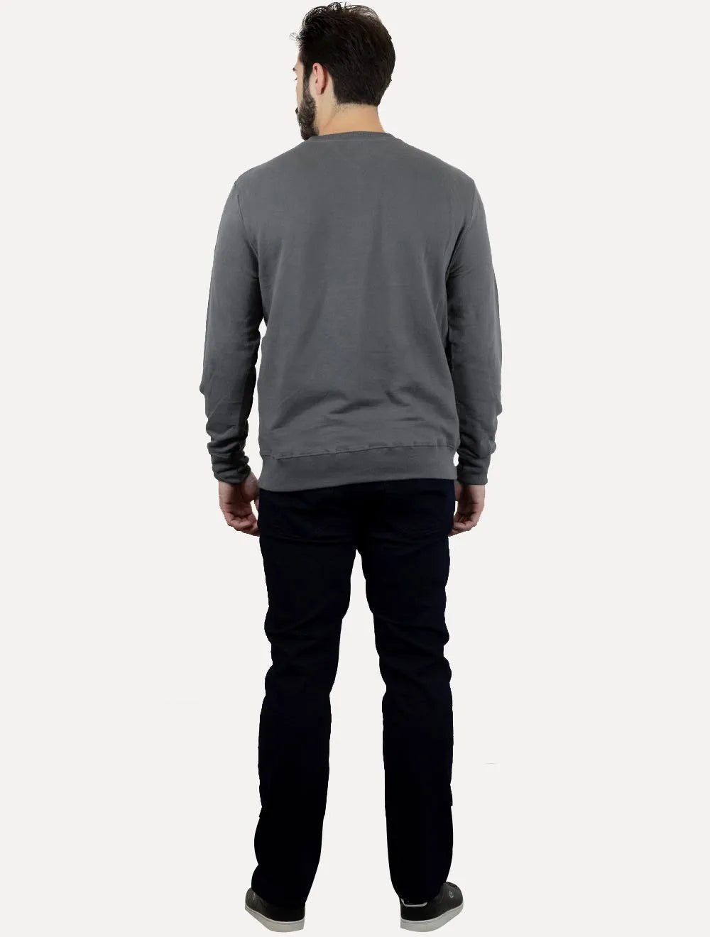 Moletom Tommy Jeans Masculino Regular Crewneck Grunge Logo Grafite
