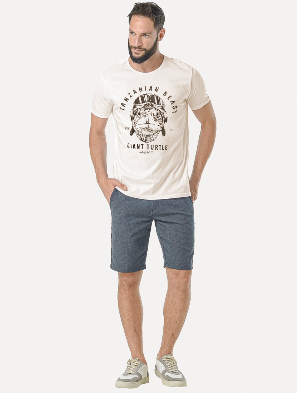 Camiseta King & Joe Masculina Slim Tanzanian Beach Off-White