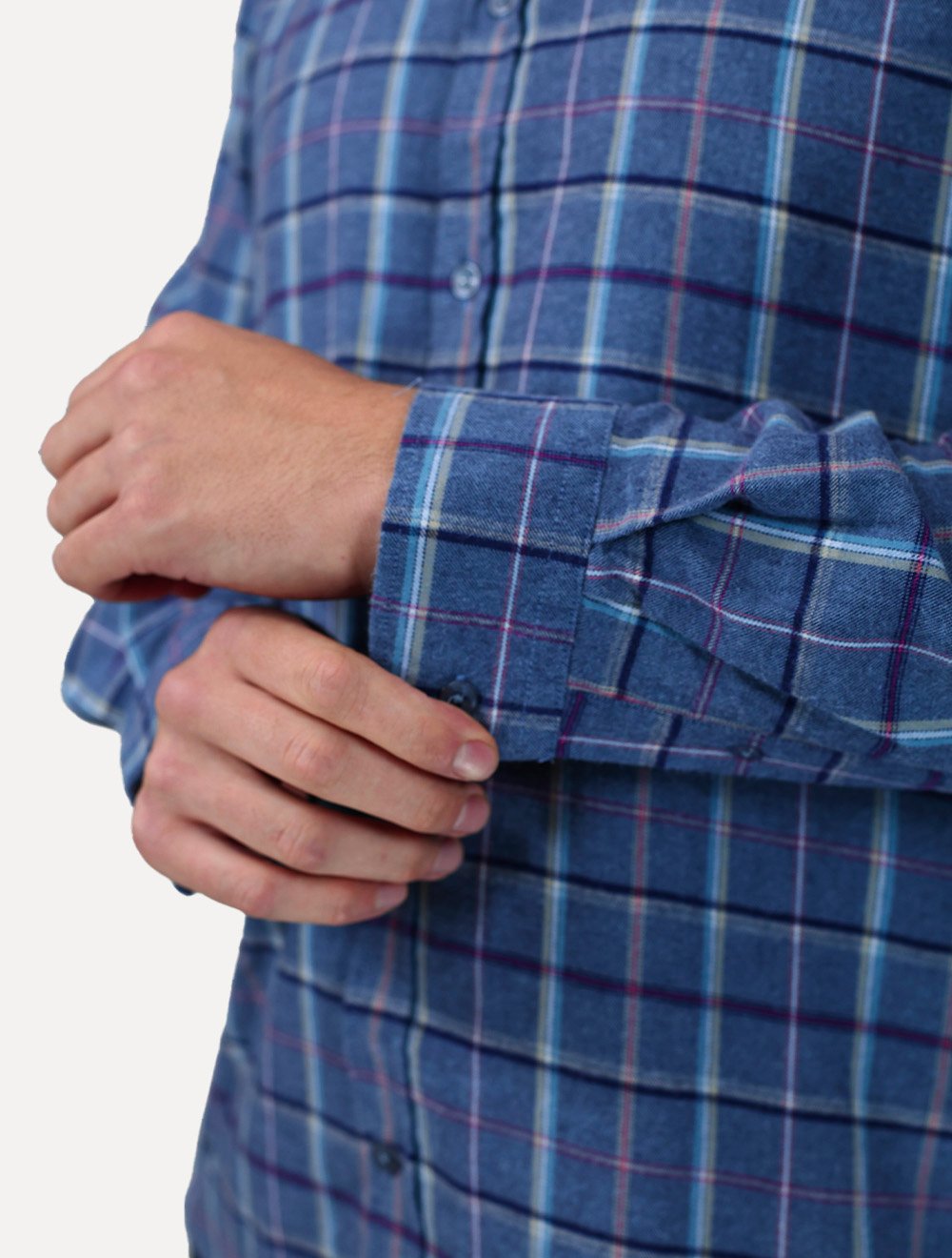 Camisa Tommy Jeans Masculina Regular Xadrez Flannel Check Azul Médio