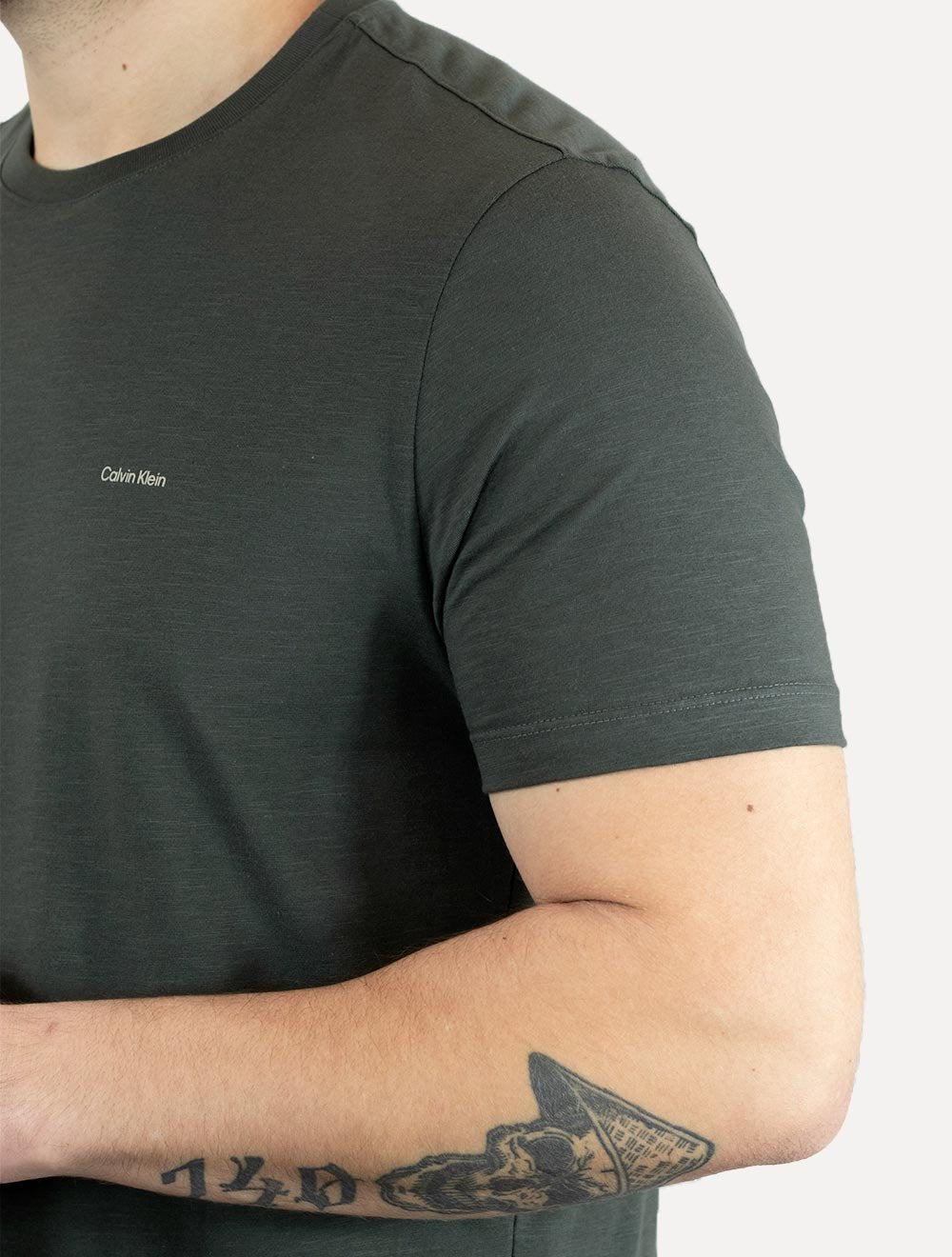 Camiseta Calvin Klein Masculina Flame New Logo Chumbo Mescla