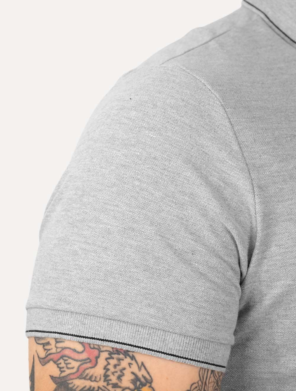 Polo Calvin Klein Masculina Piquet Slim Básica Relevo Cinza Mescla