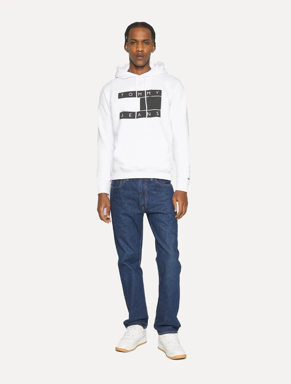 Moletom Tommy Jeans Masculino Hoodie Flag Logo Spray Branco
