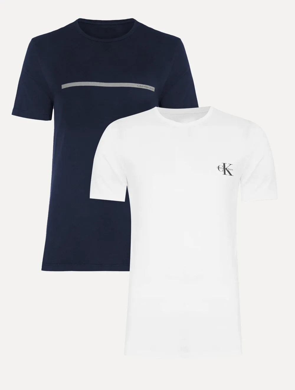 Kit Camisetas Calvin Klein Jeans | Sash e Mono Logo Re Issue Azul Marinho/Branca 2UN