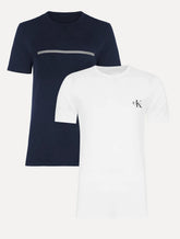 Kit Camisetas Calvin Klein Jeans | Sash e Mono Logo Re Issue Azul Marinho/Branca 2UN