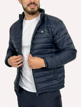 Jaqueta King & Joe Masculina Nylon Puffer Gola Azul Marinho