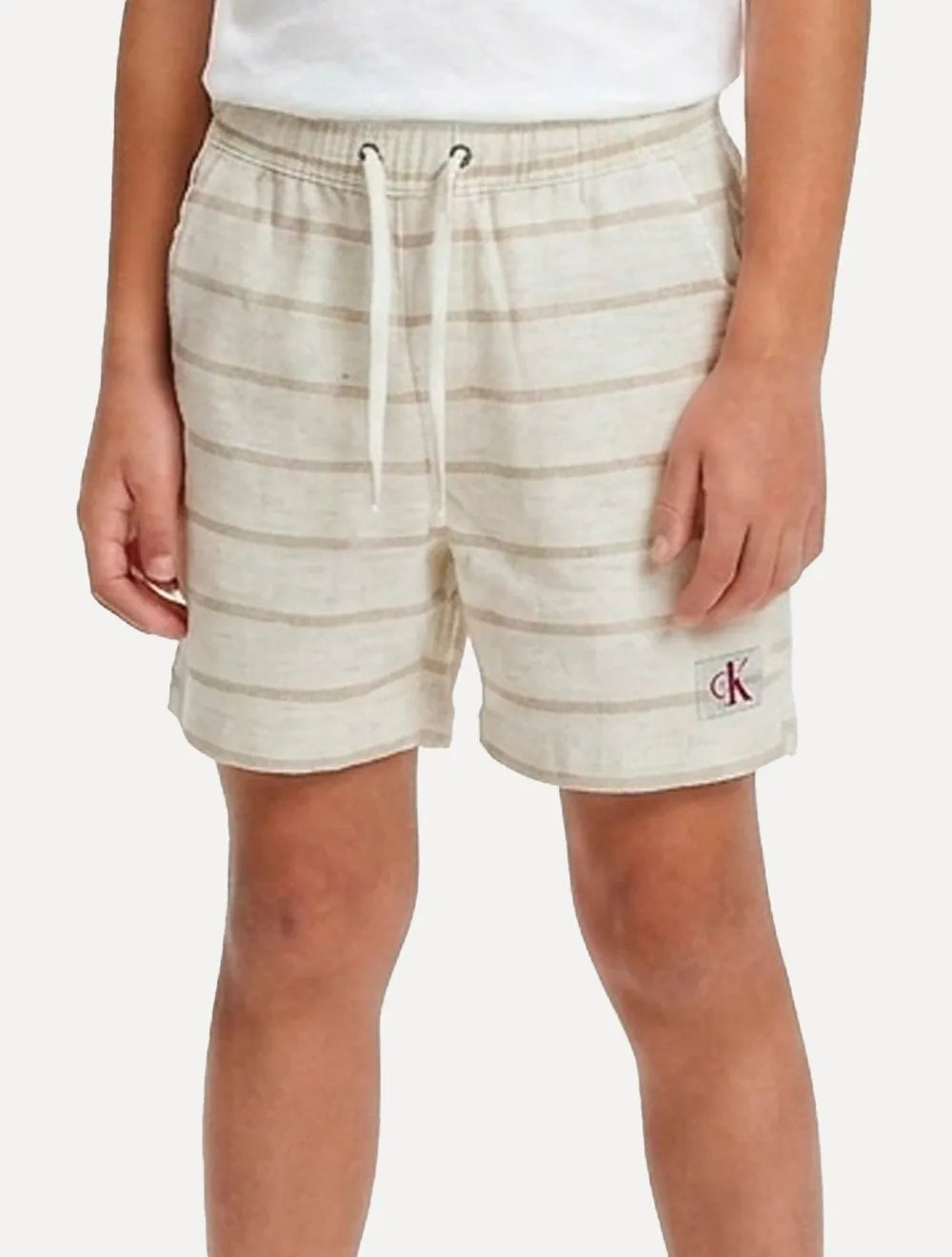 Bermuda Calvin Klein Infantil Color Cardarço Stripe Cáqui Claro