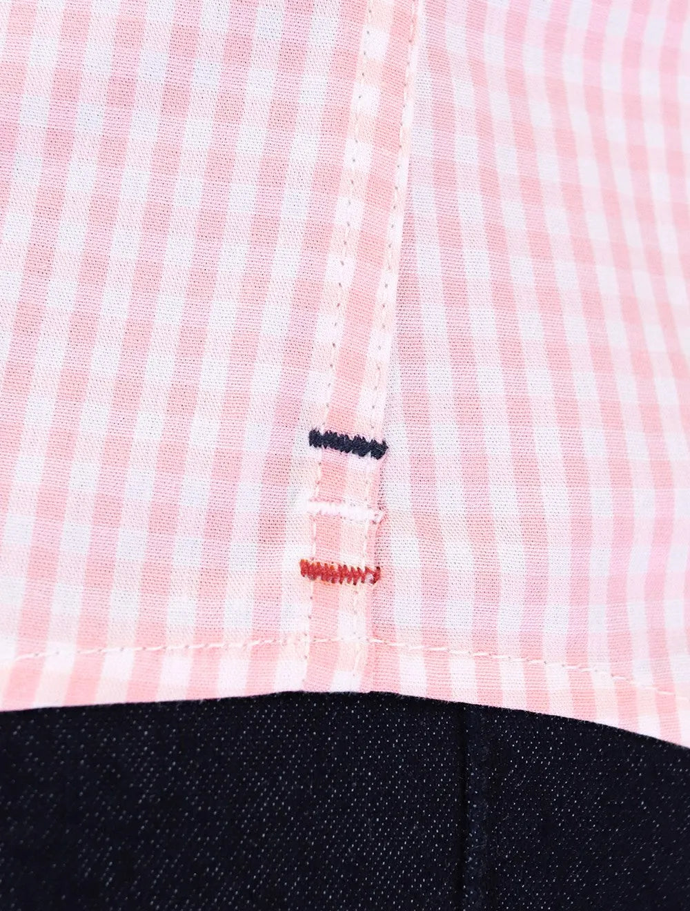 Camisa Tommy Hilfiger Masculina Xadrez Gingham Branca/Rosa Médio