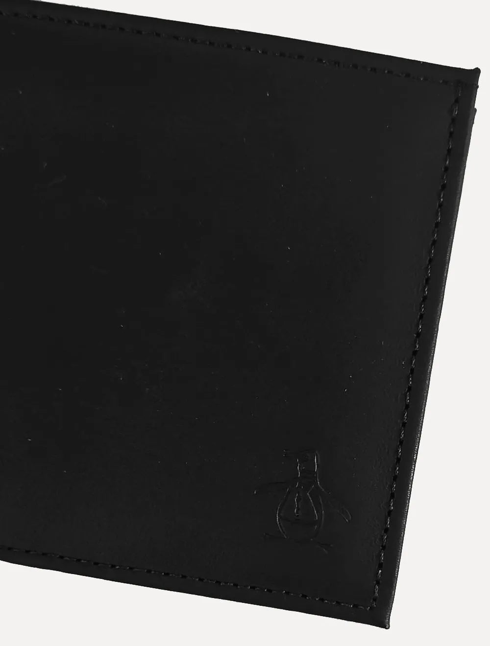 Carteira Original Penguin Masculina Couro Recorte Logo Preta