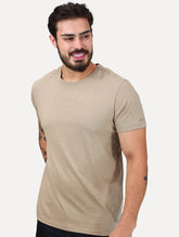Camiseta John John Masculina Basica Slim Fit Simple Cáqui Claro