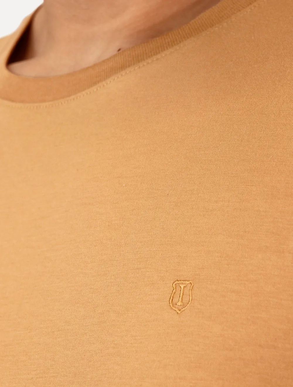 Camiseta Individual Masculina Slim Light Logo Marrom Claro