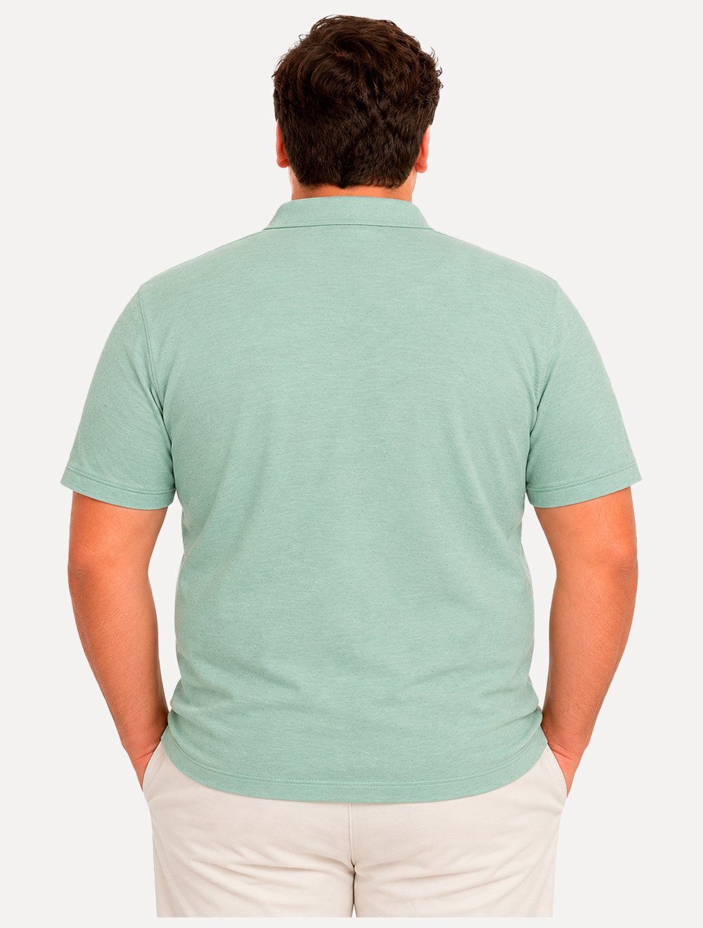 Camisa Polo Dudalina Masculina Plus Size Malha Cotton Linho Verde Médio