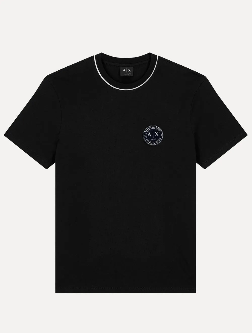 Camiseta Armani Exchange Masculina Regular Fit Patch Shield Logo Preta