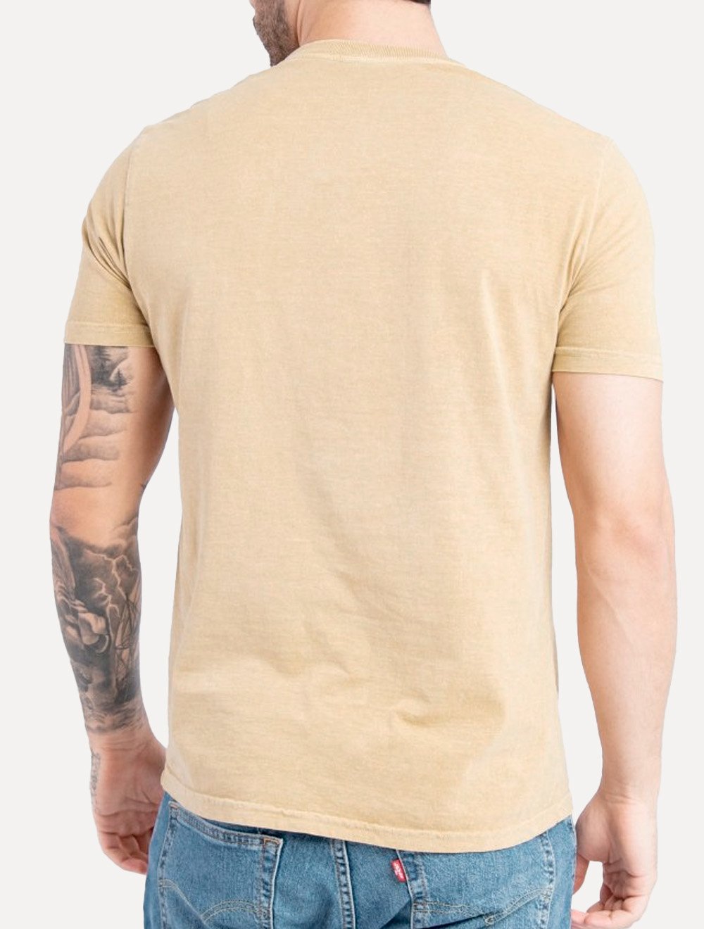 Camiseta King & Joe Masculina Signature Circle Estonada Peito Marrom Claro