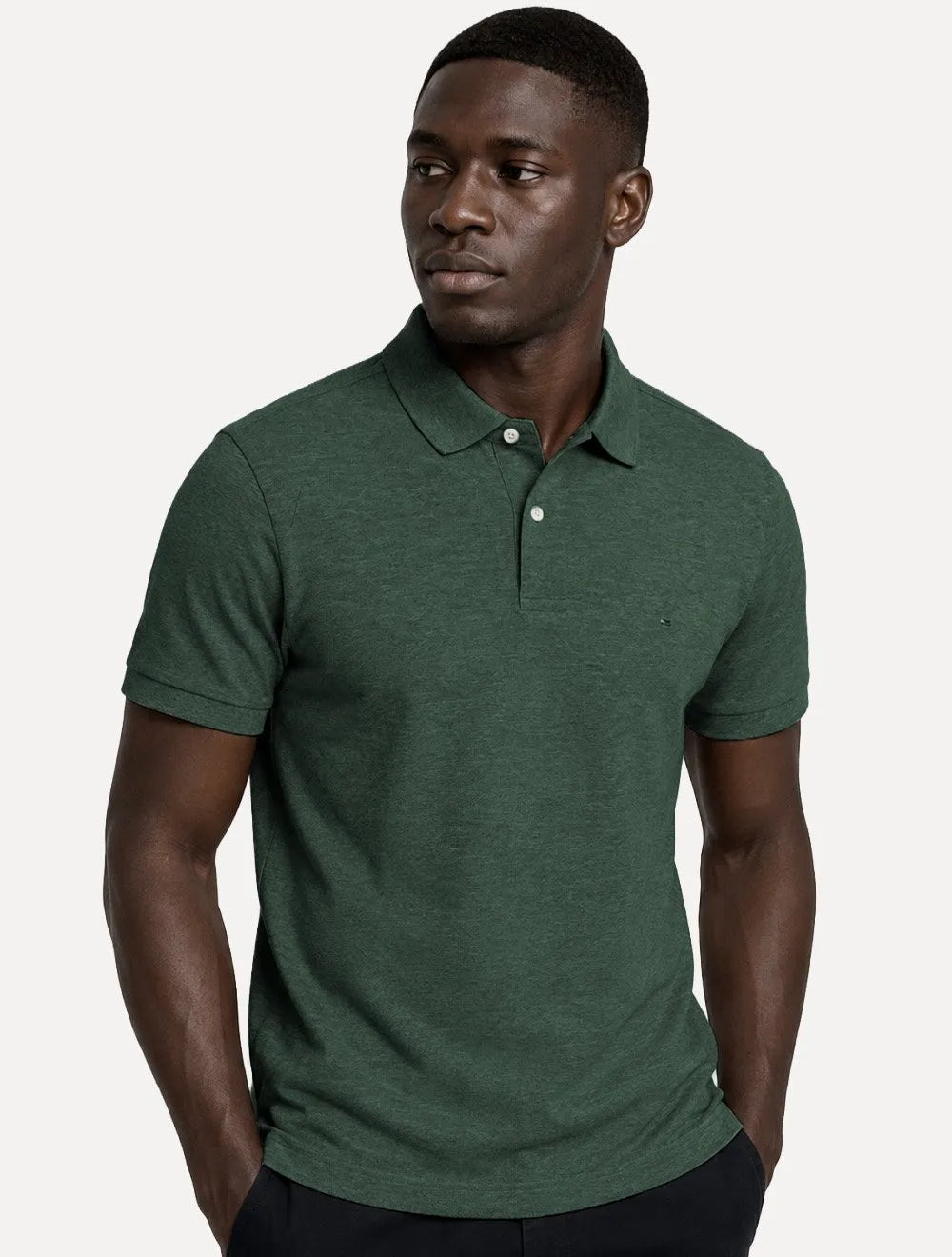 Polo Aramis Masculina Piquet Basic Mescla Mono Logo Verde Intenso