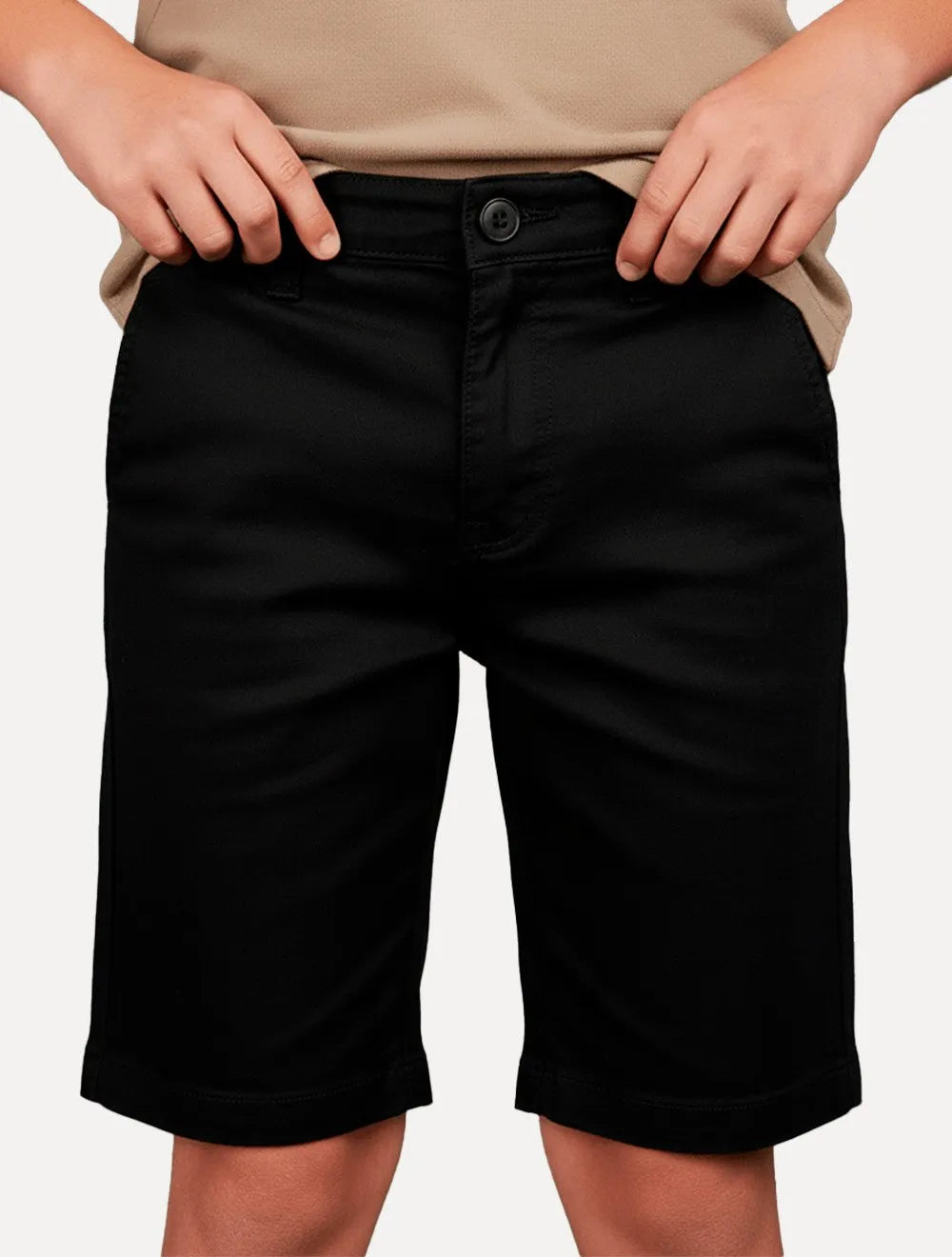 Bermuda Calvin Klein Infantil Slim Color Chino Lisa Preta