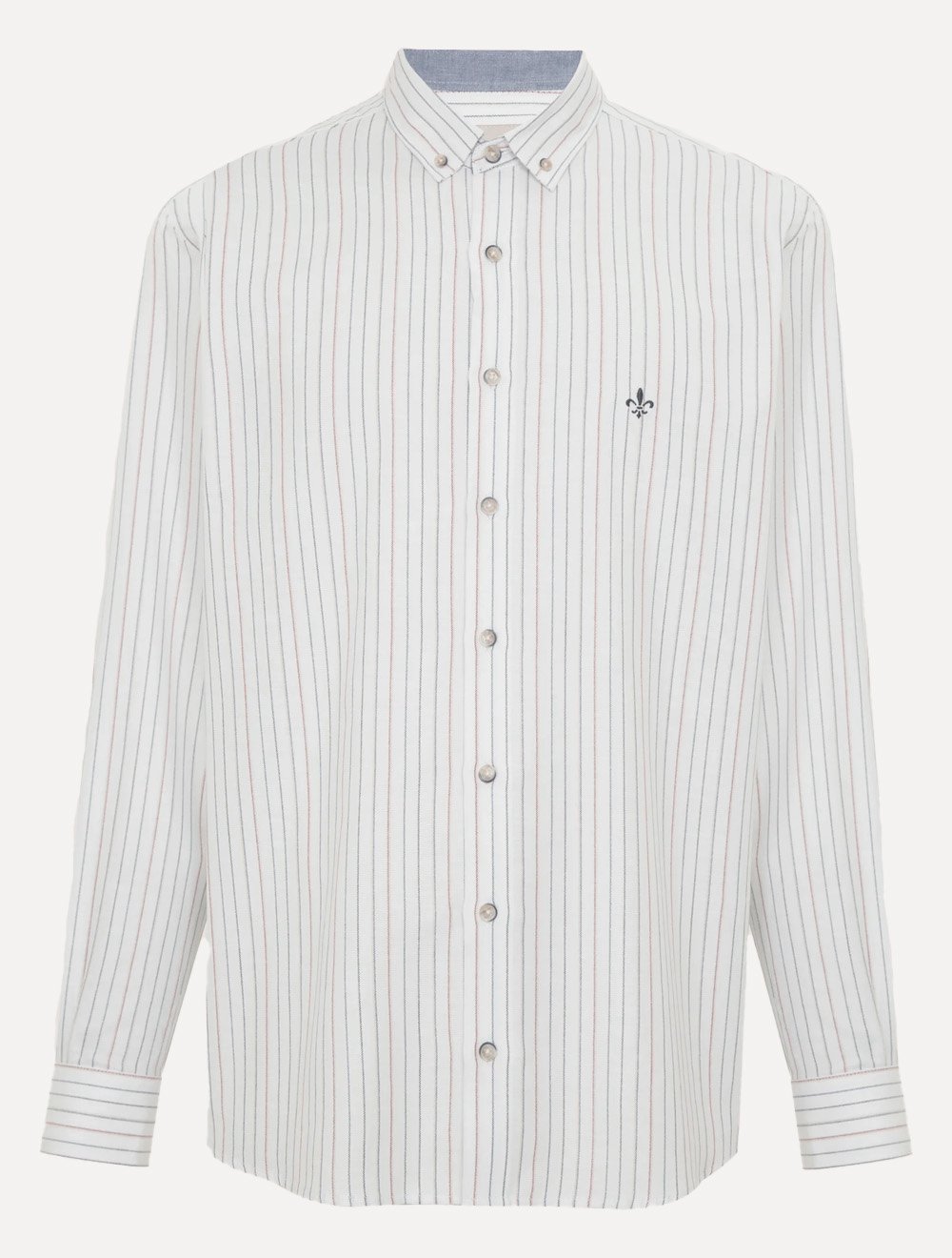Camisa Dudalina Masculina Comfort Superfine Cotton Oxford Listrada Branca