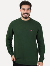 Suéter Levis Masculino Crewneck Classic Housemark Logo Verde Escuro