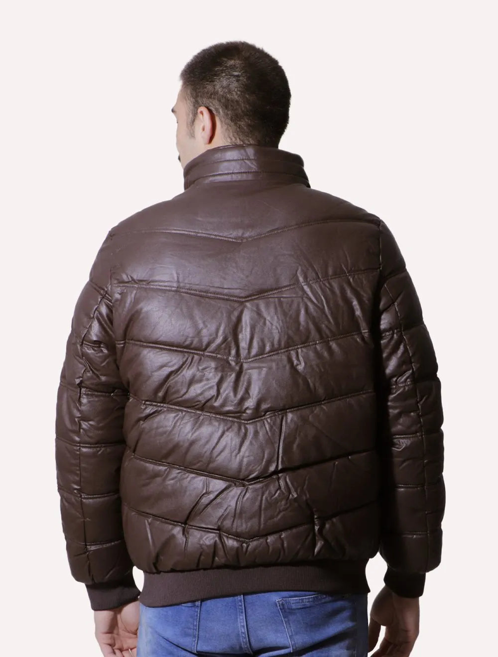 Jaqueta Victory Eagle Masculina PU Leather Bomber Zip Marrom